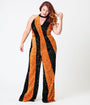 Smak Parlour Plus Size Orange & Silver Sequin Glamour Goddess Jumpsuit