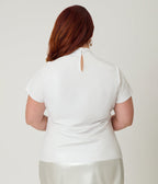 Smak Parlour Plus Size Pearl White Mock Neck Knit Top - Unique Vintage - Womens, TOPS, KNIT TOPS