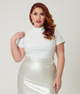 Smak Parlour Plus Size Pearl White Mock Neck Knit Top