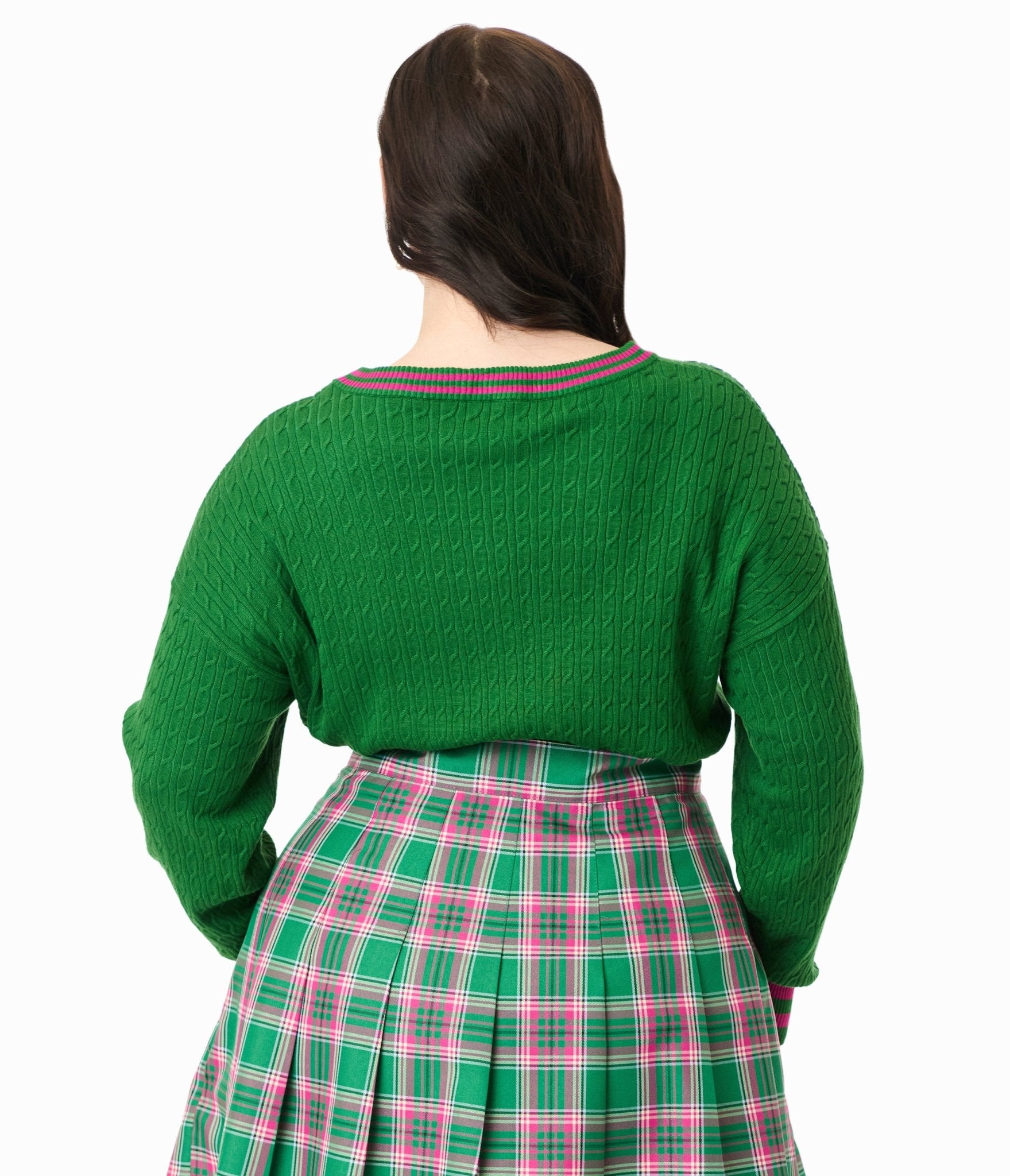 Smak Parlour Plus Size Pink & Green Pickleball Sweater - Unique Vintage - Womens, TOPS, SWEATERS
