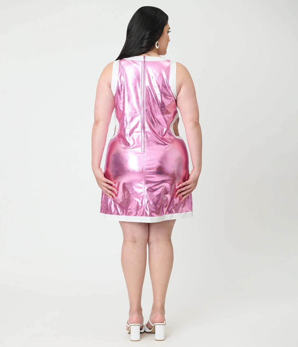 Smak Parlour Plus Size Pink & White Contrast Cutout Shift Dress 2X/20W-22W