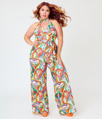 Smak Parlour Plus Size Psychedelic Rainbow Glamour Goddess Jumpsuit - Unique Vintage - Womens, BOTTOMS, ROMPERS AND JUMPSUITS