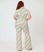 Smak Parlour Plus Size Rainbow Hearts Flare Jumpsuit - Unique Vintage - Womens, BOTTOMS, ROMPERS AND JUMPSUITS