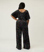 Smak Parlour Plus Size Rainbow Sequin Wide Leg Jumpsuit - Unique Vintage - Womens, BOTTOMS, ROMPERS AND JUMPSUITS