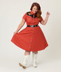 Smak Parlour Plus Size Red Embroidered Cowboy Cat Western Flare Dress