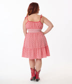 Smak Parlour Plus Size Red Gingham Hearts Tiered Cotton Flare Dress - Unique Vintage - Womens, DRESSES, FIT AND FLARE