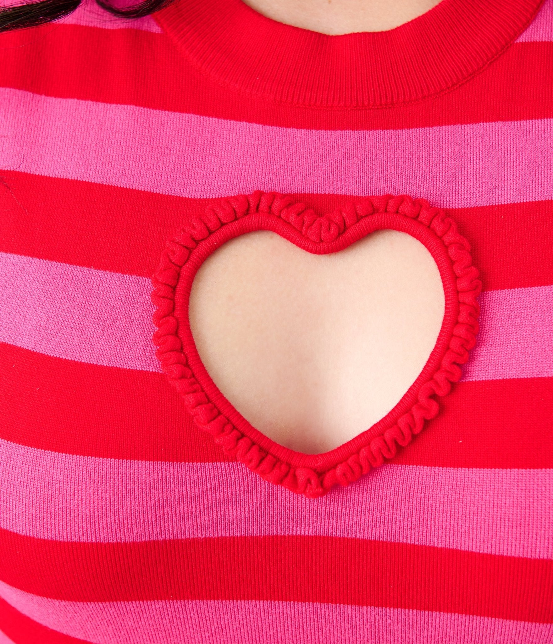 Smak Parlour Plus Size Red & Hot Pink Heart Cutout Flare Dress - Unique Vintage - Womens, DRESSES, FIT AND FLARE