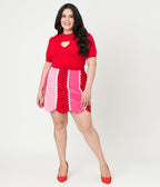 Smak Parlour Plus Size Red Keyhole Heart Sweater - Unique Vintage - Womens, TOPS, SWEATERS