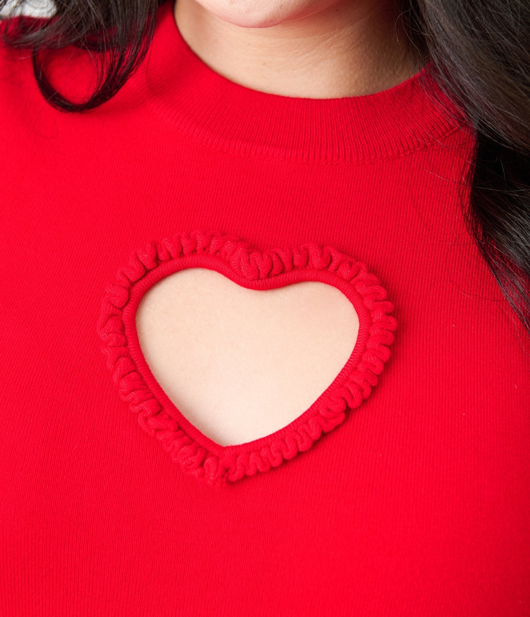 Smak Parlour Plus Size Red Keyhole Heart Sweater - Unique Vintage - Womens, TOPS, SWEATERS
