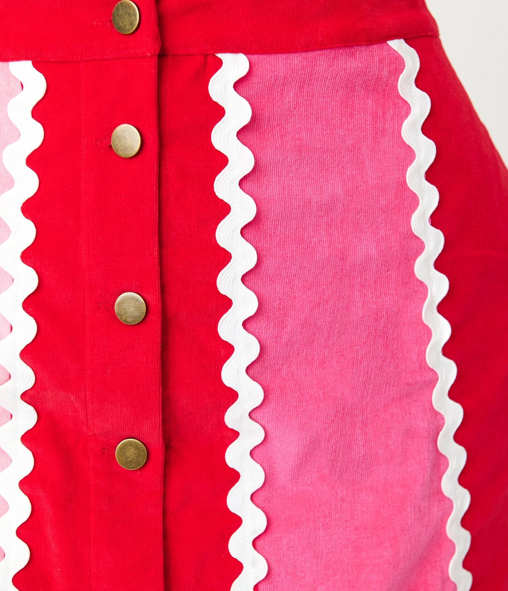 Smak Parlour Plus Size Red & Pink Scalloped Mini Skirt - Unique Vintage - Womens, BOTTOMS, SKIRTS