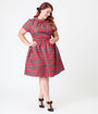 Smak Parlour Plus Size Red Plaid Flare Dress
