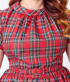 Smak Parlour Plus Size Red Plaid Flare Dress - Unique Vintage - Womens, DRESSES, FIT AND FLARE