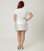 Smak Parlour Plus Size Silver Belted Mini Skirt - Unique Vintage - Womens, BOTTOMS, SKIRTS