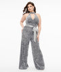 Smak Parlour Plus Size Silver Sequin Glamour Goddess Jumpsuit