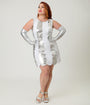 Smak Parlour Plus Size Silver & White Scallop Mini Dress