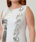 Smak Parlour Plus Size Silver & White Scallop Mini Dress - Unique Vintage - Womens, DRESSES, SHIFTS