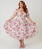 Smak Parlour Plus Size Spring Roses Sweetheart Swing Dress - Unique Vintage - Womens, DRESSES, SWING