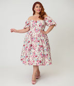 Smak Parlour Plus Size Spring Roses Sweetheart Swing Dress - Unique Vintage - Womens, DRESSES, SWING
