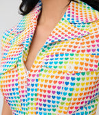 Smak Parlour Rainbow Hearts Flare Jumpsuit - Unique Vintage - Womens, BOTTOMS, ROMPERS AND JUMPSUITS