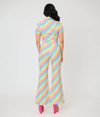 Smak Parlour Rainbow Hearts Flare Jumpsuit - Unique Vintage - Womens, BOTTOMS, ROMPERS AND JUMPSUITS