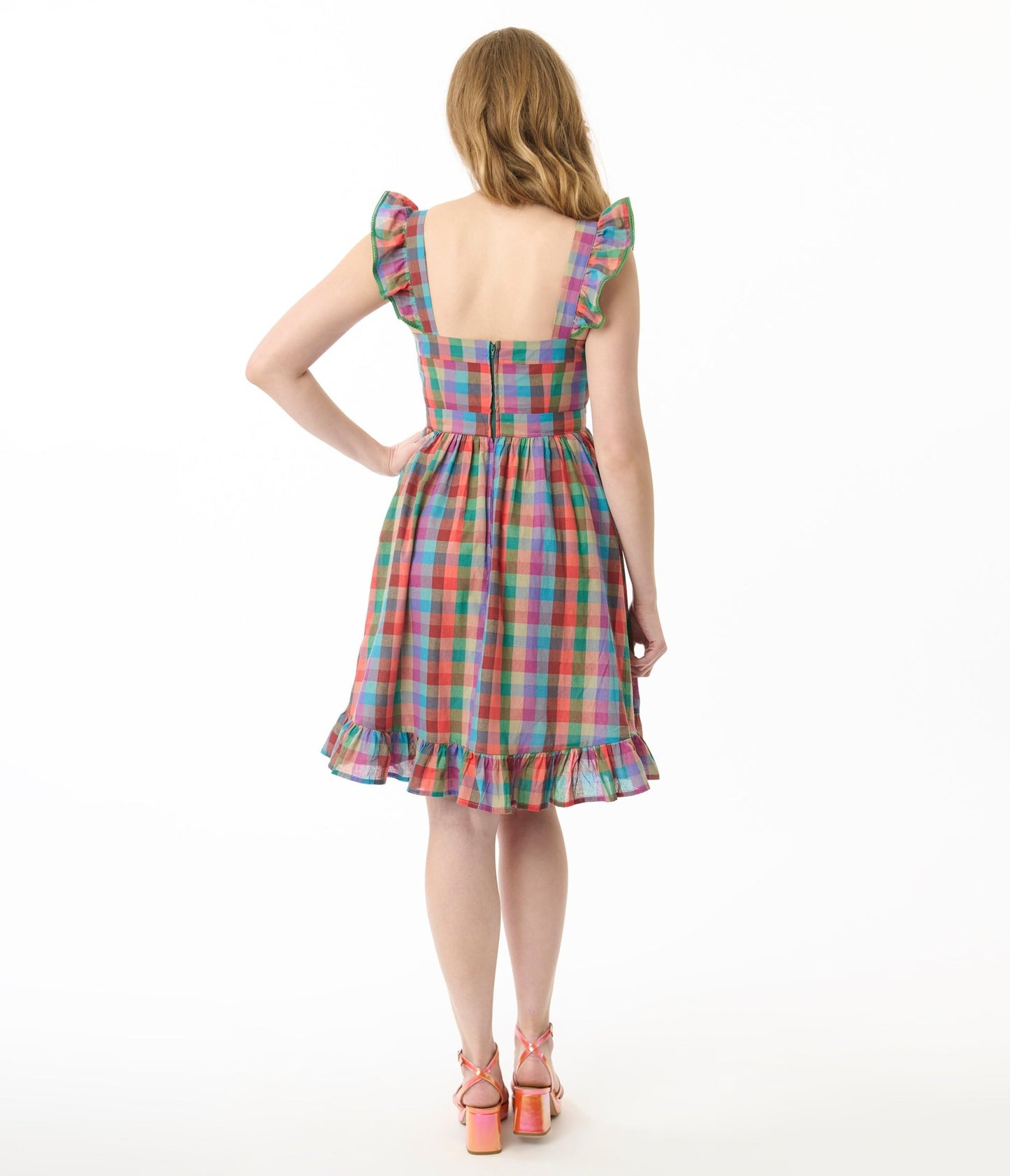 Smak Parlour Rainbow Plaid Corset Fit & Flare Dress - Unique Vintage - Womens, DRESSES, FIT AND FLARE