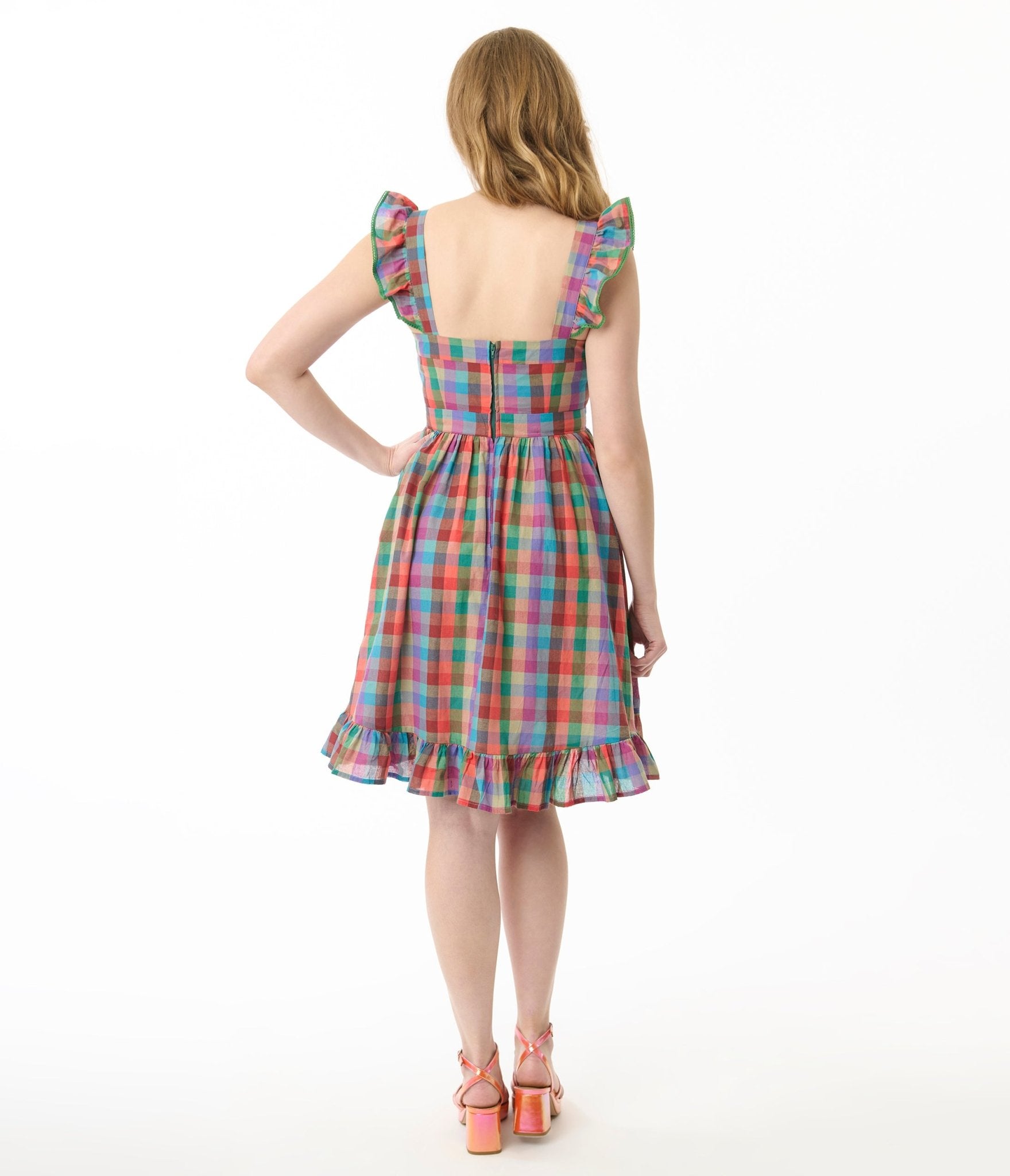 Smak Parlour Rainbow Plaid Corset Fit & Flare Dress - Unique Vintage - Womens, DRESSES, FIT AND FLARE