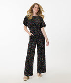 Smak Parlour Rainbow Sequin Wide Leg Jumpsuit - Unique Vintage - Womens, BOTTOMS, ROMPERS AND JUMPSUITS