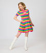Smak Parlour Rainbow Stripe Heart Cutout Flare Dress
