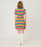 Smak Parlour Rainbow Stripe Heart Cutout Flare Dress - Unique Vintage - Womens, DRESSES, FIT AND FLARE