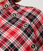 Smak Parlour Red & Black Bias Plaid Savile Row Cape Coat - Unique Vintage - Coats