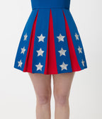 Smak Parlour Red, Blue, & White Star Pleated Skirted Romper - Unique Vintage - Womens, BOTTOMS, ROMPERS AND JUMPSUITS