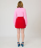 Smak Parlour Red Corduroy & Rainbow Pockets Mini Skirt - Unique Vintage - Womens, BOTTOMS, SKIRTS