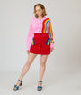 Smak Parlour Red Corduroy & Rainbow Pockets Mini Skirt