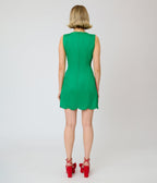 Smak Parlour Red & Green Embroidered Wreaths Scalloped Mini Dress - Unique Vintage -