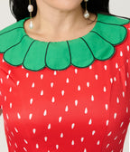 Smak Parlour Red & Green Petal Collar Flare Dress - Unique Vintage - Womens, DRESSES, FIT AND FLARE