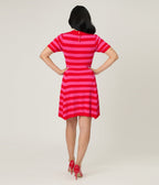 Smak Parlour Red & Hot Pink Heart Cutout Flare Dress - Unique Vintage - Womens, DRESSES, FIT AND FLARE