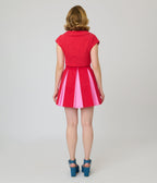 Smak Parlour Red & Pink Rainbow Heart Pleated Mini Skirt - Unique Vintage - Womens, BOTTOMS, SKIRTS