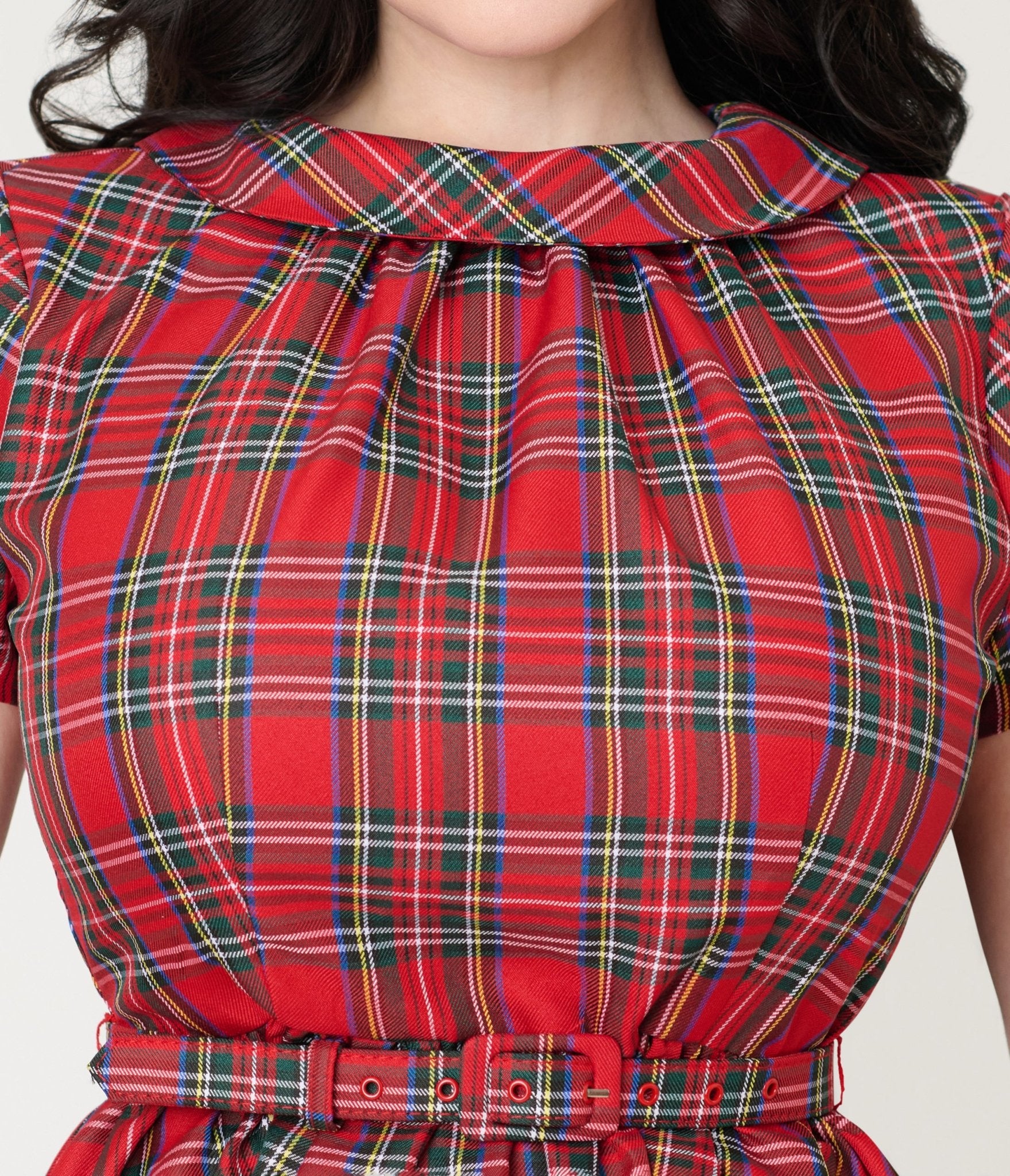 Smak Parlour Red Plaid Flare Dress - Unique Vintage - Womens, DRESSES, FIT AND FLARE