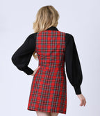 Smak Parlour Red Plaid Scoop Neck Vest - Unique Vintage - Womens, TOPS, OUTERWEAR