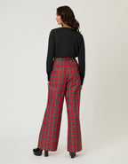 Smak Parlour Red Plaid Wide Leg Sailor Pants - Unique Vintage - Womens, BOTTOMS, PANTS