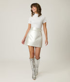 Smak Parlour Silver Belted Mini Skirt - Unique Vintage - Womens, BOTTOMS, SKIRTS