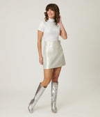 Smak Parlour Silver Belted Mini Skirt - Unique Vintage - Womens, BOTTOMS, SKIRTS