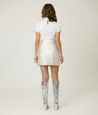 Smak Parlour Silver Belted Mini Skirt - Unique Vintage - Womens, BOTTOMS, SKIRTS