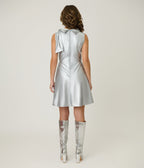 Smak Parlour Silver Mock Turtleneck Fit & Flare Dress - Unique Vintage - Womens, DRESSES, A - LINE