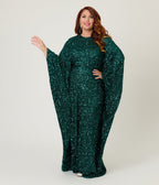 Smak Parlour Teal Sequin Batwing Caftan - Unique Vintage - Womens, DRESSES, CAFTAN