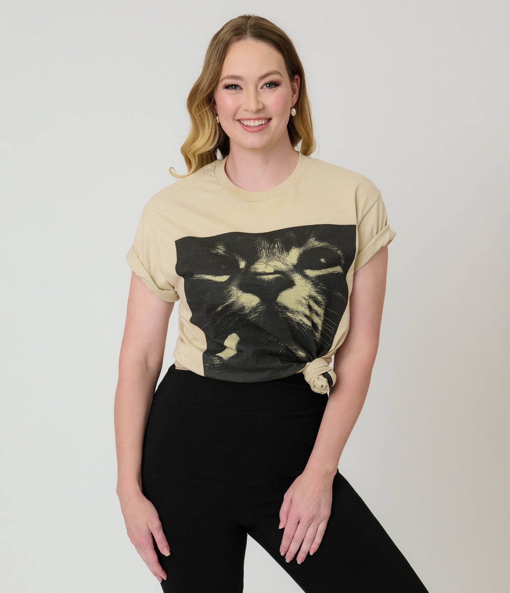 Smoking Cat Unisex Graphic Tee - Unique Vintage - Womens, GRAPHIC TEES, TEES