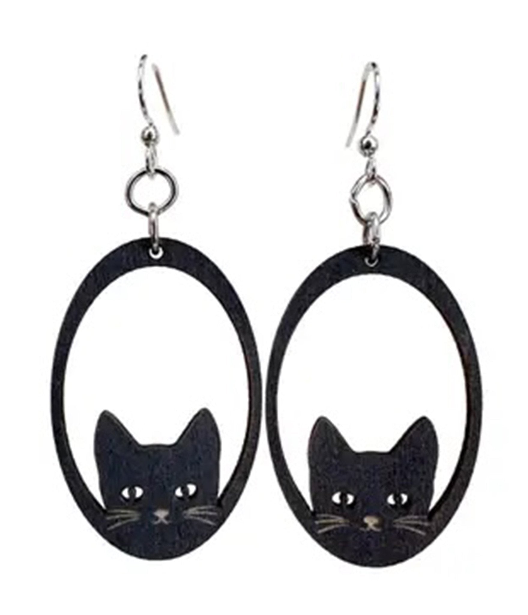 Sneaky Black Cat Earrings - Unique Vintage - Womens, ACCESSORIES, JEWELRY