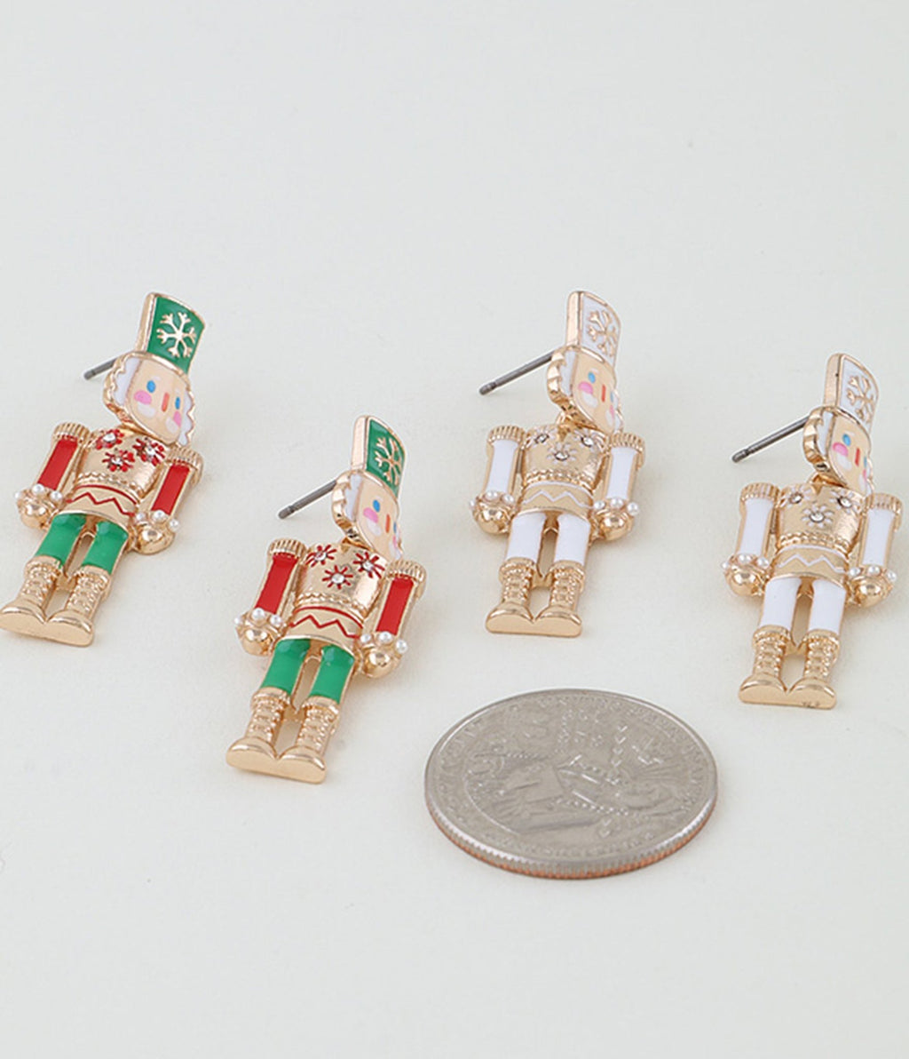 Snowflake Nutcracker Drop Earrings - Unique Vintage - Womens, ACCESSORIES, JEWELRY