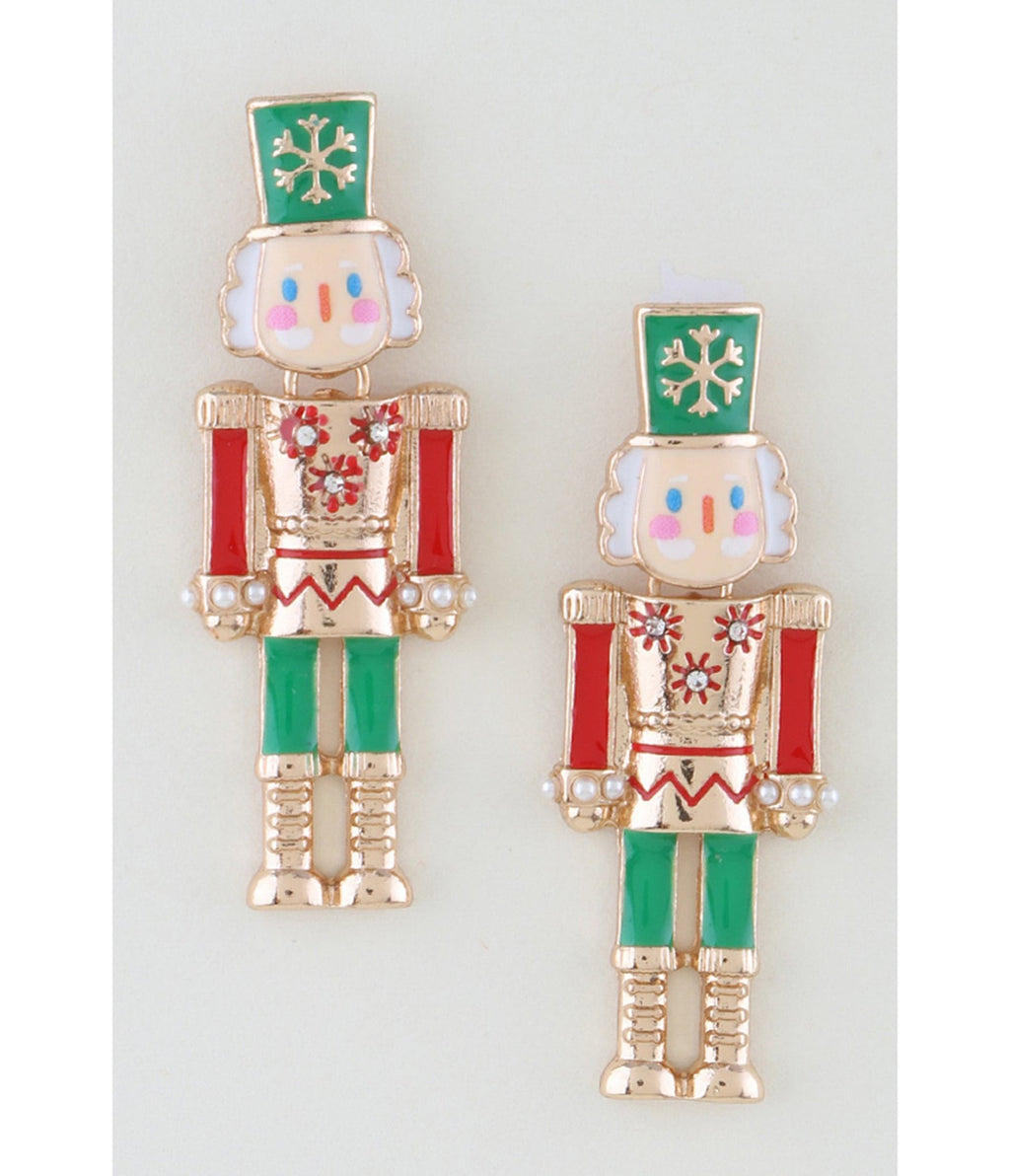 Snowflake Nutcracker Drop Earrings - Unique Vintage - Womens, ACCESSORIES, JEWELRY