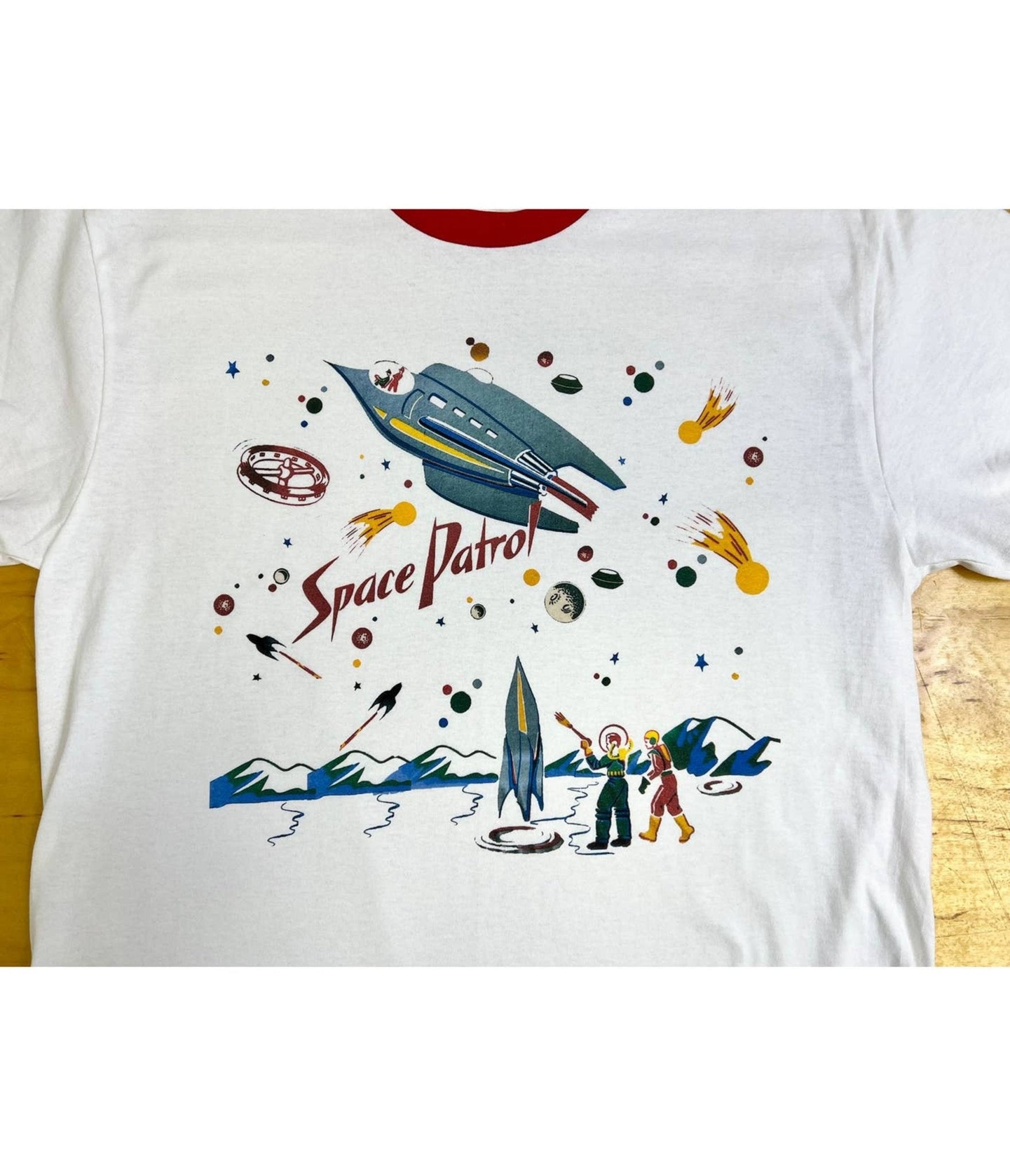 Space Patrol Red & White Unisex Ringer Tee - Unique Vintage - Womens, GRAPHIC TEES, TEES